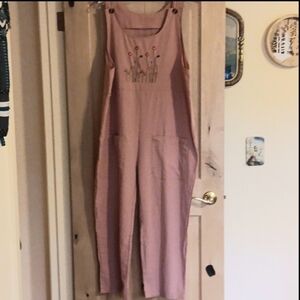 Cotton Embroidered Overalls.